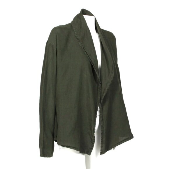 Bryn Walker Linen Hooded Open Front Cardigan Jacket Olive Green sz S USA /774 - Picture 5 of 6